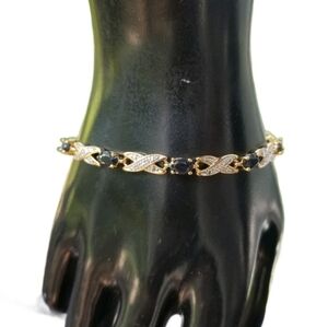 PAJ 18k GOLDPLATED  SAPPHIRE & DIAMOND XOXO TENNIS BRACELET